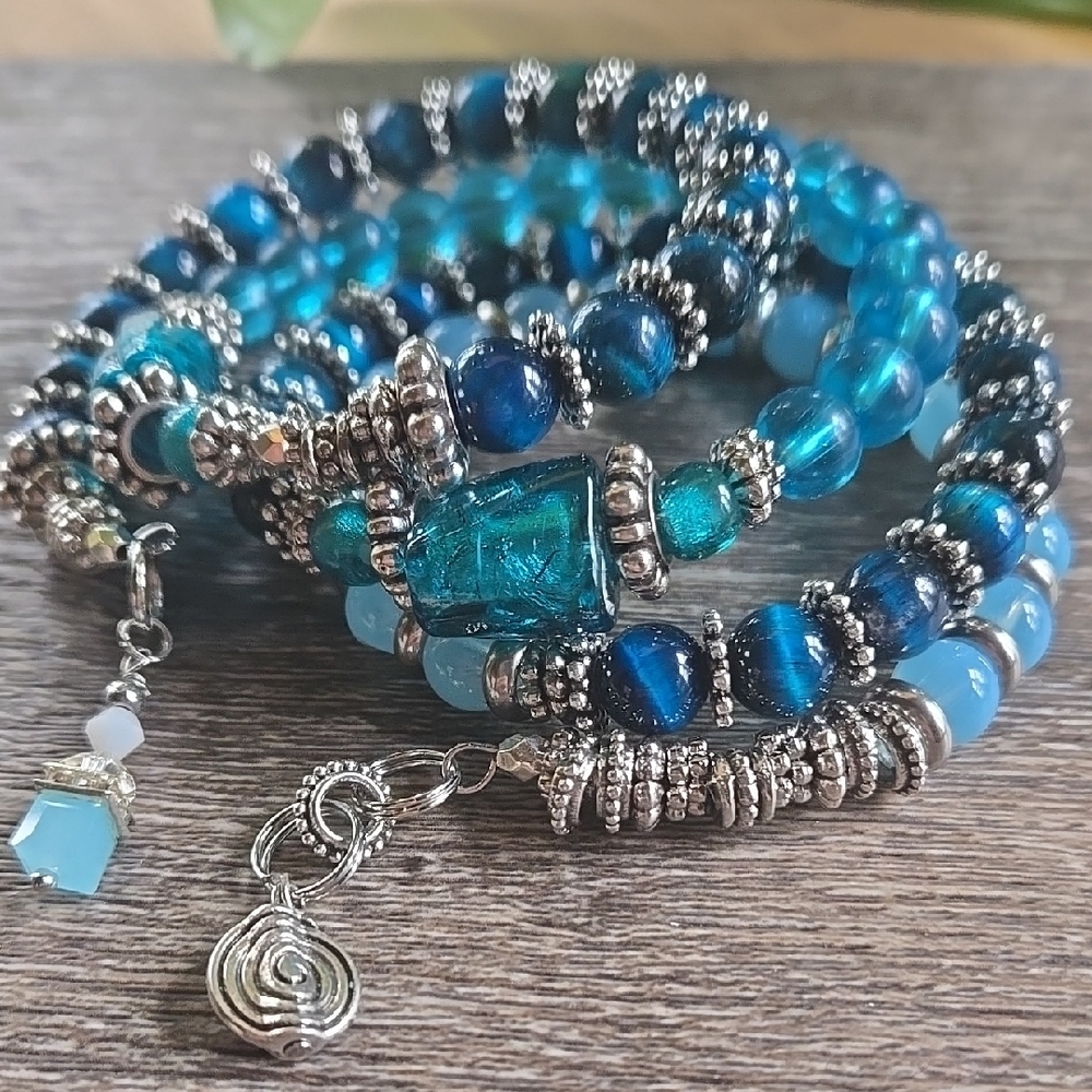 Semi-Precious Blue Stone Beaded Bracelet